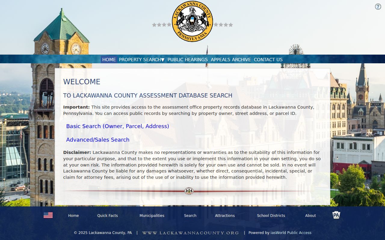 Scranton residents directory assessment database search screen