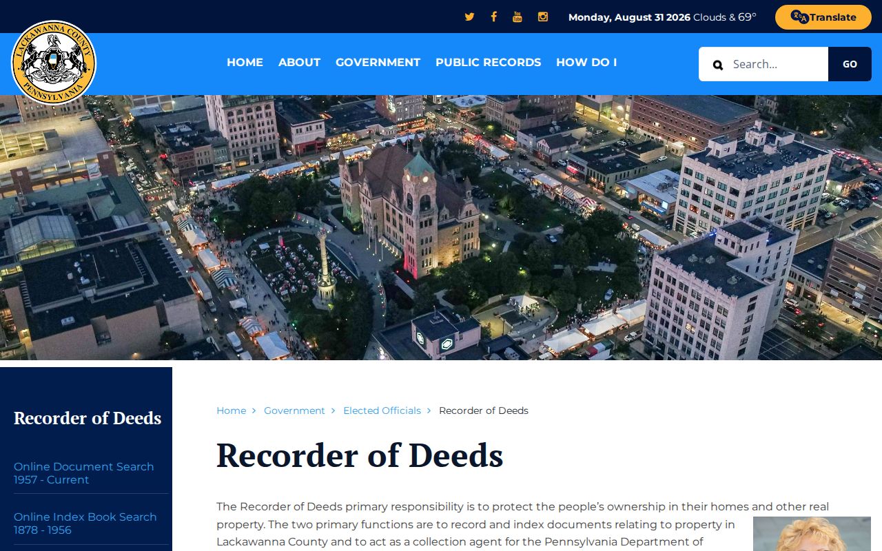 Scranton residents directory Recorder of Deeds search hub